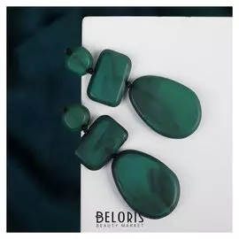 Серьги пластик "Стиль" геометричность, цвет зелёный