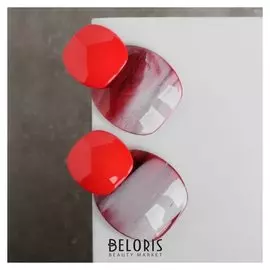 Серьги пластик "Стиль" круги, цвет красный