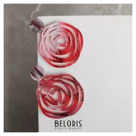 Серьги пластик "Стиль" роза, цвет красный