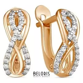 Серьги позолота с выборочным родированием "Бесконечность"