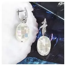 Серьги "Ракушка" таблетка, овал, цвет белый