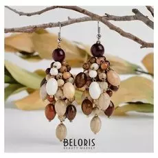 Серьги ручная работа, деревянные "Капучино" кисть