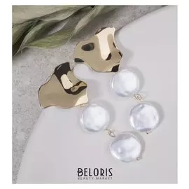 Серьги с жемчугом "Гермиона", цвет белый в золоте