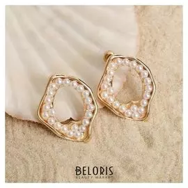 Серьги с жемчугом "Гранд", цвет белый в золоте