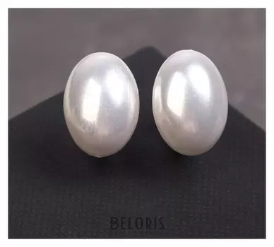 Серьги с жемчугом "Грейс" вытянутый овал, цвет белый в золоте