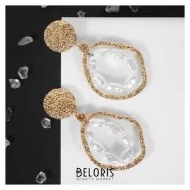 Серьги с жемчугом "Кольцо в кольце", цвет белый в золоте