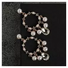 Серьги с жемчугом "Люксио" капли, цвет белый в золоте