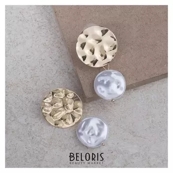 Серьги с жемчугом "Нефаз", цвет белый в золоте