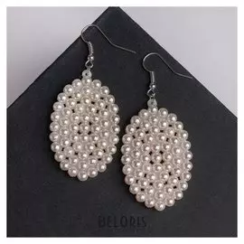 Серьги с жемчугом "Нежность" овал, цвет белый