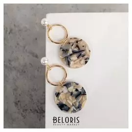 Серьги с жемчугом "Танзания" круги на кольцах, цветные. d=3