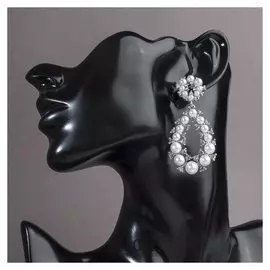 Серьги с жемчугом "Высота", цвет белый в серебре