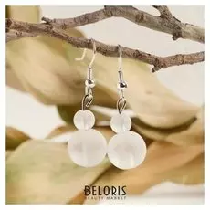 Серьги шар №6+№12 "Кварц" матовый