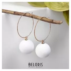 Серьги "Снежок" в кольце, цвет белый в золоте