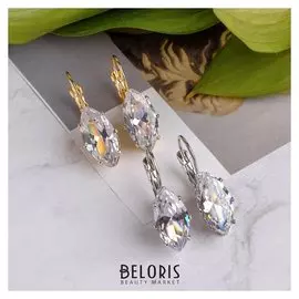 Серьги со стразами "Блик" эллипс