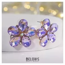Серьги со стразами "Бриз", цвет сиреневый
