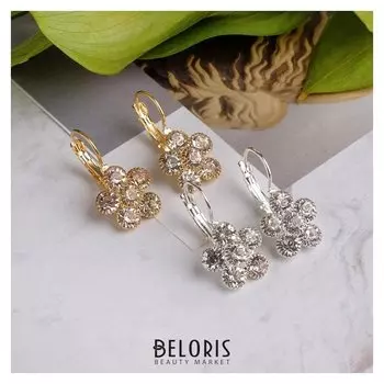 Серьги со стразами "Цветочек аленький"