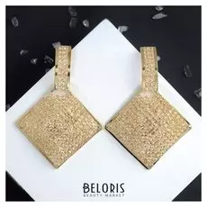 Серьги со стразами "Голливуд" ромбы изогнутые, цвет белый в золоте