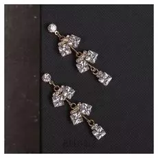 Серьги со стразами "Голливуд" ветвь из кубов, цвет белый в золоте