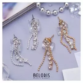 Серьги со стразами "Грация" нити малые