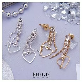 Серьги со стразами "Грация" сердечки