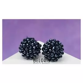 Серьги со стразами "Гвоздики" гроздь, цвет тёмно-синий