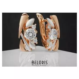 Серьги со стразами "Элегант" геометрия, цвет белый в золоте