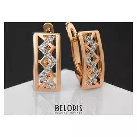 Серьги со стразами "Элегант" зигзаги, цвет белый в золоте