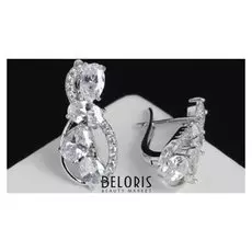 Серьги со стразами "Капельки", цвет белый в серебре