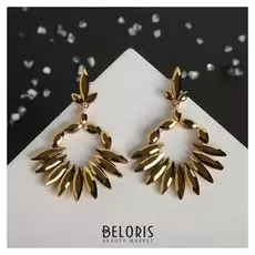 Серьги со стразами "Карнавал" полукруг, цвет золото