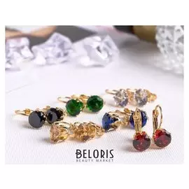 Серьги со стразами "Конфетти" каникулы круг, в золоте