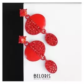 Серьги со стразами "Крис", цвет красный