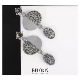 Серьги со стразами "Крис", цвет серый