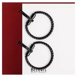 Серьги со стразами "Лассо", цвет чёрный