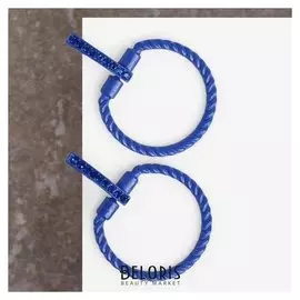 Серьги со стразами "Лассо", цвет ярко-синий