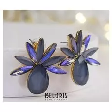 Серьги со стразами "Лазурь", цвет серо-синий