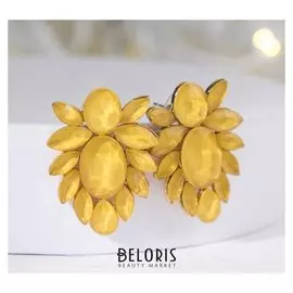 Серьги со стразами "Лю", цвет жёлтый в золоте