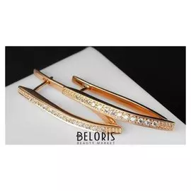 Серьги со стразами "Магия" дорожка в огранке, цвет белый в золоте