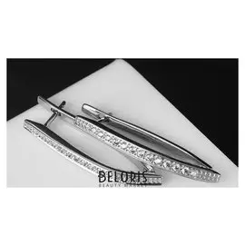 Серьги со стразами "Магия" дорожка в огранке, цвет белый в серебре