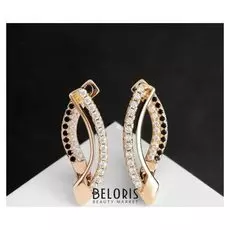 Серьги со стразами "Магия" дуги, цвет чёрно-белый в золоте