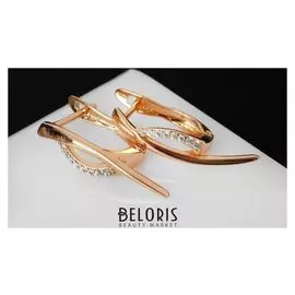 Серьги со стразами "Магия" галочки, цвет белый в серебре