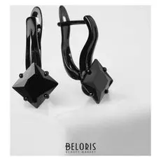 Серьги со стразами "Магия" ромб, цвет чёрный