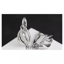 Серьги со стразами "Магия" сплетения, цвет белый в серебре