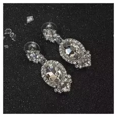 Серьги со стразами "Маяк", цвет белый в серебре