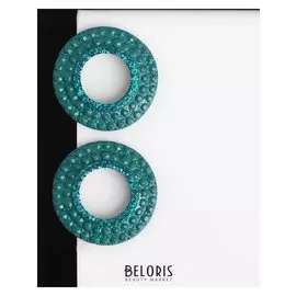 Серьги со стразами "Рондо" круг, цвет зелёный