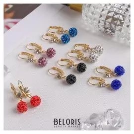 Серьги со стразами "Шамбала" лик, в золоте