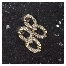 Серьги со стразами "Сомбреро", цвет белый в золоте