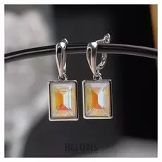 Серьги со стразами "Телепорт", цвет жёлто-розовый