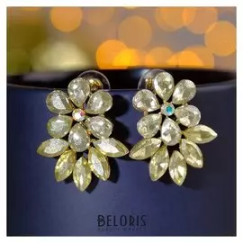 Серьги со стразами "Вечеринка" смешанность, цвет золото