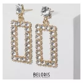 Серьги со стразами "Вуаль", цвет белый в золоте