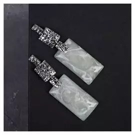 Серьги "Танзания" дым, цвет серый в чернёном серебре